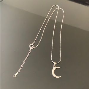 Silver colored rhinestone Moon Necklace